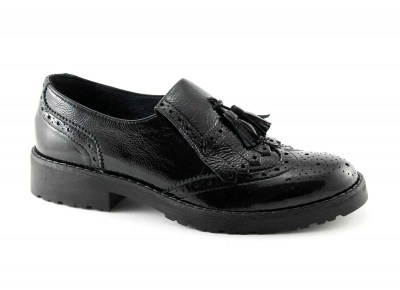 IGI&CO 67902 nero scarpe donna sportive eleganti inglese frangia vernice