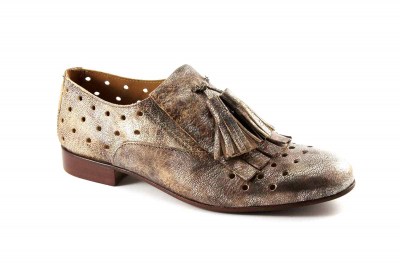 MAT:20 3017 chivas miele bronzo scarpe donna forate slip on frangia