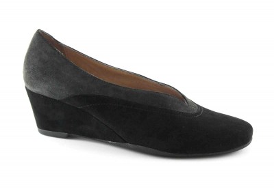 STONEFLY 107218 nero grigio scarpe donna decolletè zeppa camoscio
