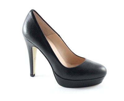 LES VENUES 2000 nero scarpe donna decolletè pelle tacco plateaux