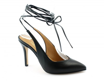 NACREE 038060 nero scarpe donna decolleté tacco punta lacci alla caviglia