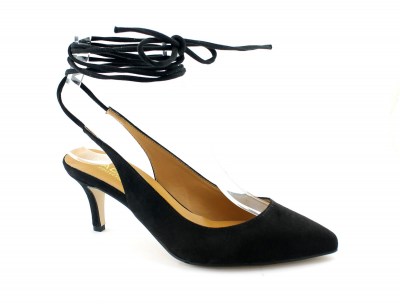 NACREE 360017 nero scarpe donna decolleté tacco punta lacci alla caviglia