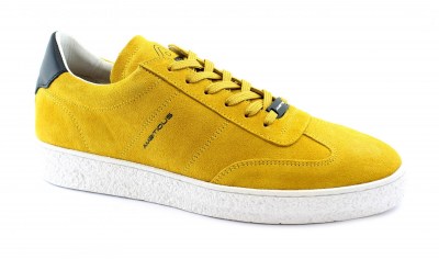 AMBITIOUS 10472 1386 mustard giallo scarpe uomo sneakers lacci pelle
