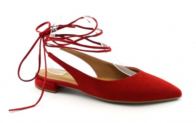 NACREE 521T043 rosso scarpe donna ballerina punta lacci alla caviglia camoscio