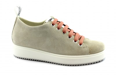 IGI&CO 55211 beige scarpe donna sneakers lacci pelle scamosciata