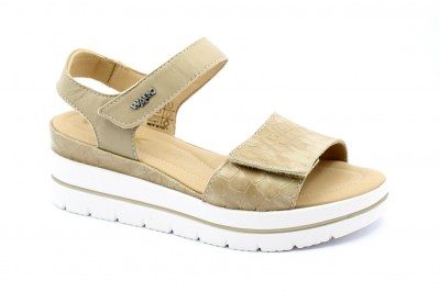 MELLUSO WALK 036012 beige scarpe donna sandali pelle strappi comfort zeppa