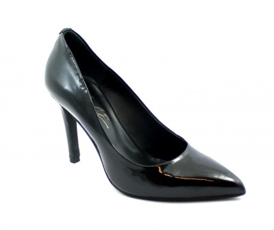 MALU\' 1900 nero scarpe donna decolletè pelle tacco punta vernice
