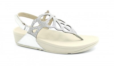FITFLOP H71-011 BUMBLE CRYSTAL silver argento sandalo infradito donna strappo strass zeppa