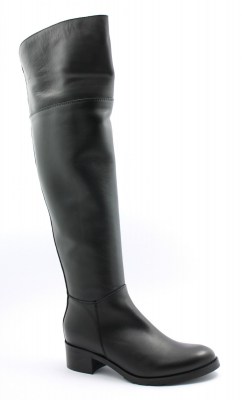 ANIMA GJ275 nero scarpe stivale donna sopra ginocchio cerniera pelle tacco