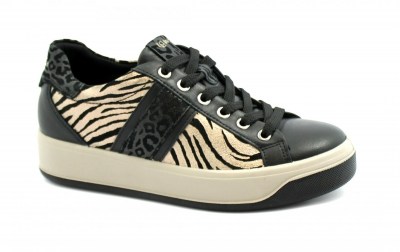 IGI&CO 8172600 nero scarpe donna sneakers lacci pelle platform zebrata