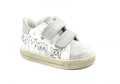 FALCOTTO BOUND silver white argento bianco glitter scarpe sneakers strappo pelle bambina