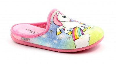 GRUNLAND MILK CI2403 rosa ciabatte pantofole bambina ragazza tessuto unicorno