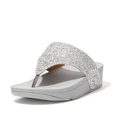 FitFlop OLIVE GLITTER MIX TOE POST SANDALS SILVER