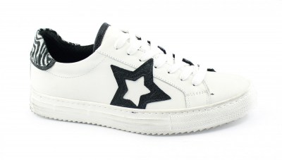 DIVINE FOLLIE 101D bianco zebrato scarpe donna sneakers lacci pelle