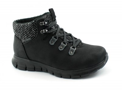 SKECHERS 167200 COLD DAZE black nero scarpe donna scarponcino lacci water repellent