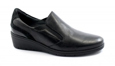 MELLUSO K91601A nero scarpe donna mocassino pelle zeppa elastico