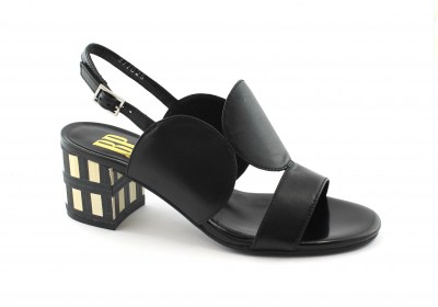 BP ZONE R1100N nero scarpe donna sandali tacco pelle cinturino