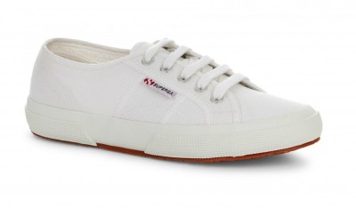 SUPERGA 0010 white bianco scarpe unisex uomo sneakers lacci tela