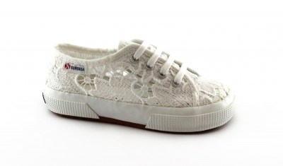 SUPERGA 8YB0 white bianco scarpe bambina sneakers lacci macramej