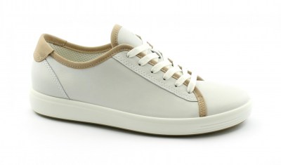ECCO SOFT 7 W 470433 white powder bianco scarpe donna sneakers pelle lacci