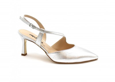 MELLUSO E1634 argento scarpe donna decolletè sandalo punta chiusa cinturino