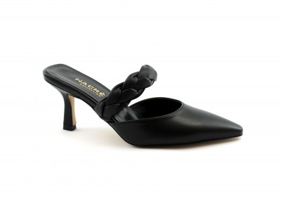 NACREE 396002 black nero scarpe sandalo donna sabot tacco punta chiusa