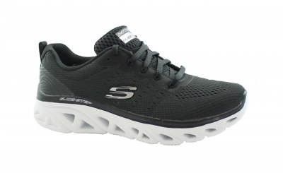 SKECHERS 149556 NEW FACETS black white nero scarpe donna sneakers lacci memory foam