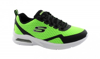 SKECHERS 403774L MICROSPEC MAX lime black verde scarpe bambino sneakers lacci
