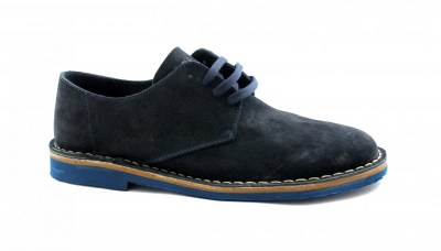 FRAU 25F1 blu scarpe uomo derby eleganti casual lacci camoscio