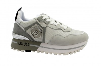 LIU JO MAXI WONDER 1 BA2051 white silver scarpe donna sneakers platform lacci pelle