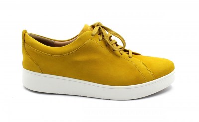 FITFLOP DR3 873  RALLY yellow giallo scarpa sneakers donna lacci camoscio