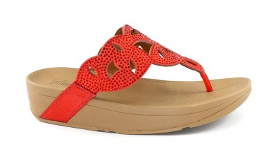 FITFLOP AF1-002 ELORA CRYSTAL TOE THONGS red rosso ciabatte infradito donna strass
