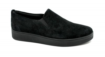 FITFLOP EK7-090 RALLY SLIP ON all black nero scarpa sneakers donna camoscio