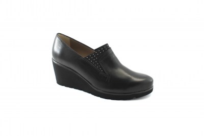 MELLUSO R45004E nero scarpe donna montante pelle zeppa elastico light