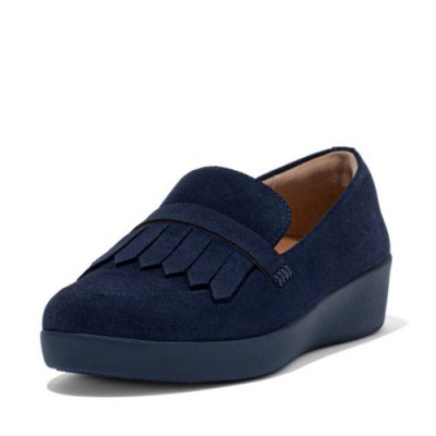 FitFlop SUPERSKATE FRINGE SUEDE LOAFERS MIDNIGHT NAVY