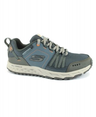 SKECHERS 51591 navy orange blu scarpe uomo sneakers trail memory foam lacci impermeabile