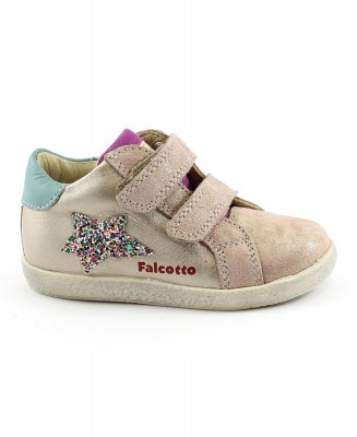FALCOTTO ALNOITE 17157 cipria artic rosa scarpe bambina sneakers strappi pelle primi passi