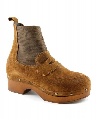 LATIKA 41018C marrone cuoio scarpe donna stivaletto zoccolo elastico pelle