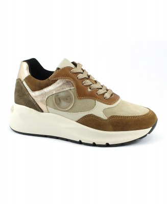 NERO GIARDINI I205247 malto marrone scarpe donna sportive sneakers lacci zeppa