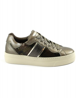 NERO GIARDINI I205350 akoya brown bronzo scarpe donna sneakers pelle lacci platform