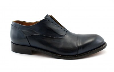 J.P. DAVID 36526 blu scarpe uomo pelle derby puntale elegante slip on made in Italy