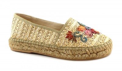 MACARENA ELISA23 natural beige scarpe donna espadrilles slip on fiore