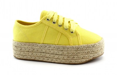 CAFè NOIR JS921 giallo scarpe donna sneakers lacci platform corda