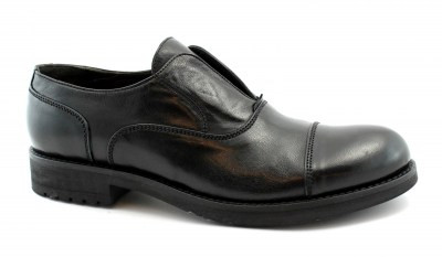 J.P. DAVID 34804/130 nero scarpe uomo pelle cuoio derby mocassino slip on senza lacci