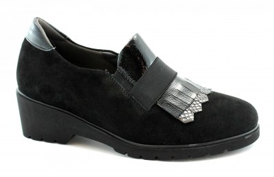 MELLUSO R35729 nero scarpe donna comfort elastici zeppa camoscio