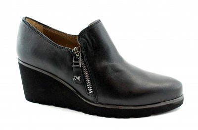 MELLUSO R45021 nero scarpe donna zeppa pelle zip