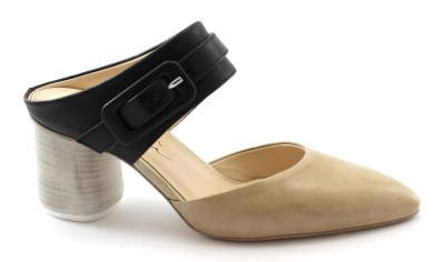 MALU\' 4304 crema cipria nero scarpe sandali sabot donna punta chiusa tacco
