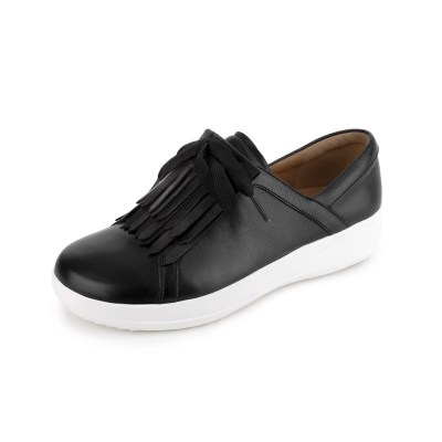 FitFlop F-SPORTY TM II LACE UP FRINGE SNEAKERS LEATHER BLACK