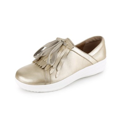 FitFlop F-SPORTY TM II LACE UP FRINGE SNEAKERS LEATHER GOLD IRIDESCENT