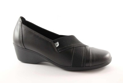 CINZIA SOFT 517 nero scarpe donna comfort tipo pantofola zeppetta pelle